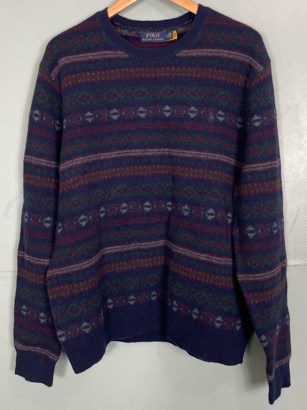 Polo Ralph Lauren Wool Alpaca Hair Fair Isle Crew Neck Pullover Men Sz XL Nordic